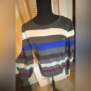 John Paul Richards Striped Caped Sleeve Sweater